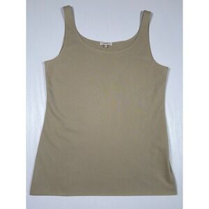 Lafayette 148 New York Womens Beige Scoop Neck Knit Tank Top Size M Classic Luxe